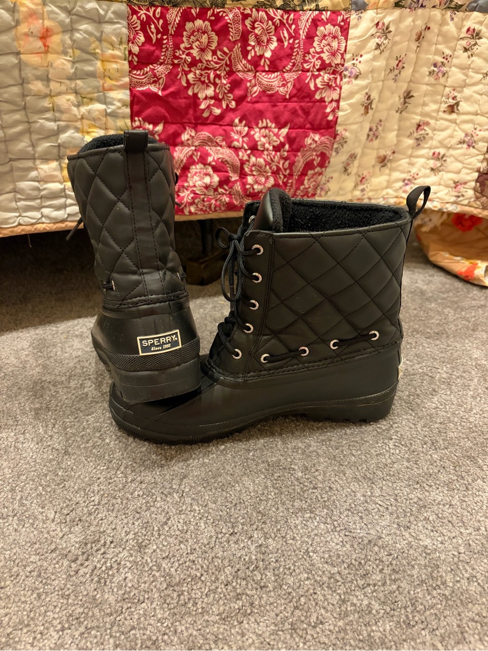 Sperry Women’s Black Quilted Duck Boots - Size 9 - Waterproof Winter Rain Boots - Picture 7 of 7